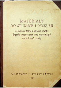 Materiały do studiów i dyskusji z zakresu teorii i historii sztuki nr 1 1950 r