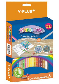 Kredki ołówkowe Rainbow + temperówka 36 kol