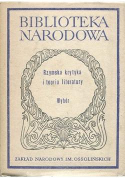 Rzymska krytyka i teoria literatury  Wybór
