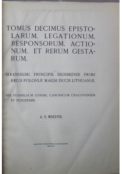 Acta Tomicana Tomus Decimus