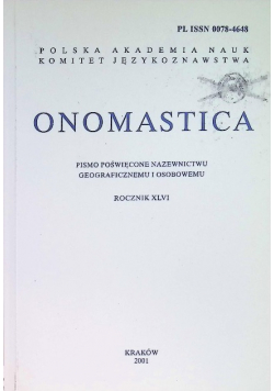 Onomastica XLIV / 01 Pismo poświęcone nazwenictwu geograficznemu i osobowemu