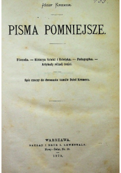Pisma pomniejsze 1879 r.