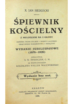 Śpiewnik Kościelny z melodiami na 2 głosy 1928 r.
