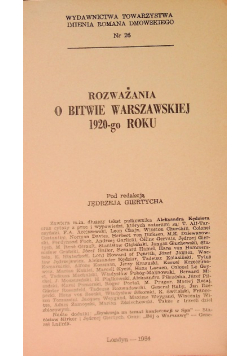 Rozważania o bitwie warszawskiej 1920-go roku