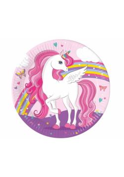 Talerzyki papierowe Unicorn Rainbow 23cm 8szt