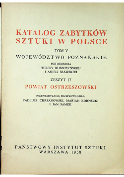 Katalog zabytków sztuki w Polsce Tom V województwo poznańskie zeszyt 17