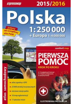 Polska atlas samochodowy 1 250 000 z pierwszą pomocą