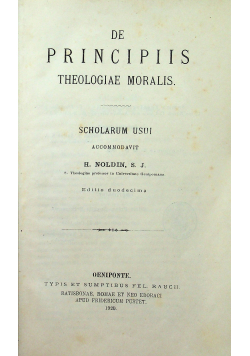 De Principiis theologiae moralis / De Sexto praecepto 1920r