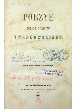 Poezye Samuela z Skrzypny Twardowskiego, 1861 r.