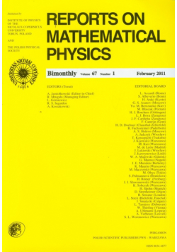Reports on Mathematical Physics 67/1 Pergamon