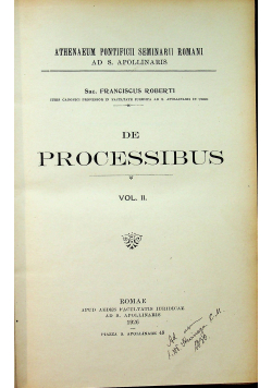 De Processibus volumen II 1926r