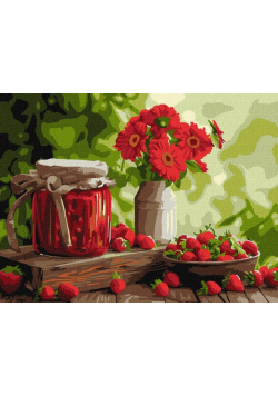 Malowanie po numerach - Dżem truskawkowy 30x40cm