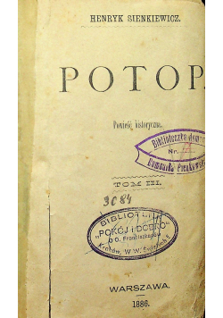Potop Tom III 1886 r I Wydanie