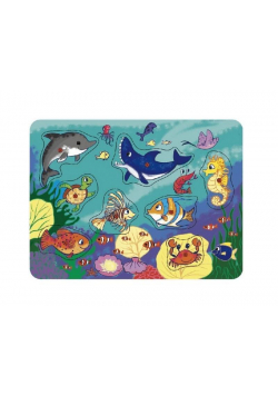 Puzzle drewniane pinezki Ocean 8 el,