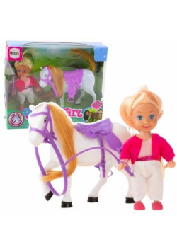 Zestaw mini laleczka z koniem