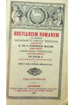 Breviarium Romanum Pars Autumnalis 1922r