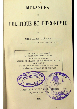 Melanges de Politique et deconomie 1883 r.