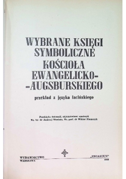 Wybrane księgi symboliczne kościoła ewangelicko - augsburskiego