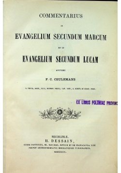 Commentarius in evangelium secundum Marcum et in evangelium secundum Lucam 1899 r.