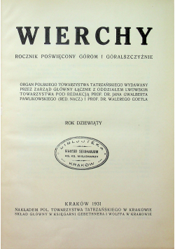 Wierchy Rok dziewiąty 1931 r.