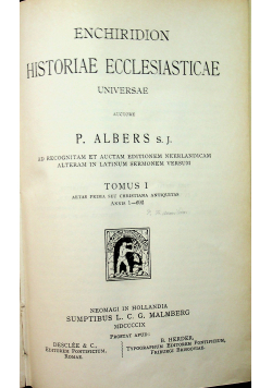 Enchiridion Historiae ecclesiasticae tom I 1909r
