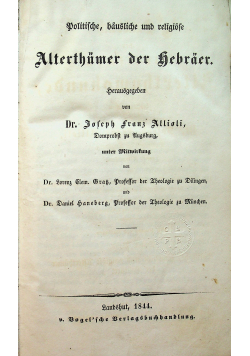 Alterthumer der Hebraer 1844 r.