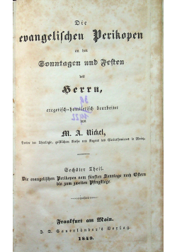 Die evangelischen Perikopen sechster theil 1849 r.