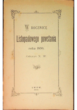 W rocznicę listopadowego powstania, 1900 r.