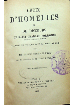 Choix D'Homelies 1897 r.