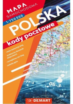 Mapa samochodowa Polski. Kody pocztowe