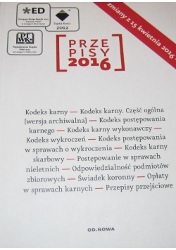 Zbiór karny Przepisy 2016