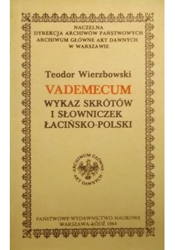 Vademecum Wykaz skrótów i słowniczek Łacińsko Polski