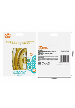 Girlanda papierowa Chrzest Święty złota 1,8m