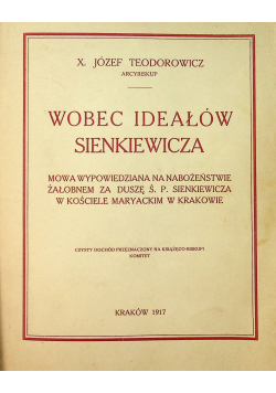 Wobec ideałów Sienkiewicza 1917 r.