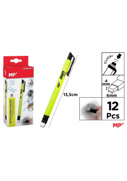 Gumka w długopisie Click żółty korpus (12szt)