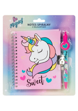 Zestaw długopis + notes spiralny Jednorożec