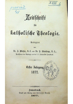 Zeitsdrift fur katholiche theologie 1877 r
