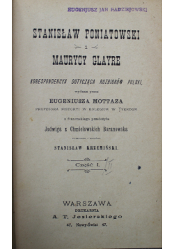 Stanisław Poniatowski i Maurycy Glayre  cz I i II