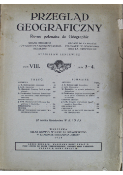 Przegląd geograficzny Tom VII Zeszyt 3 i 4 1928r