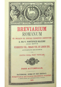 Breviarium romanum pars autumnalis 1900 r