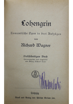 Wagner  Lohengrin 1909r