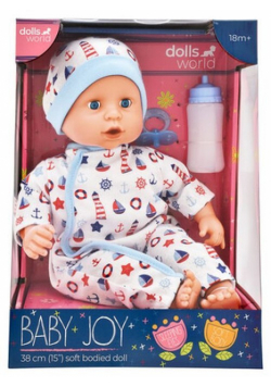 Lalka Baby Joy 38 cm ubranko białe
