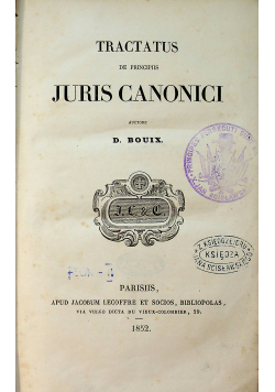 Tractatus de principis juris canonici 1852r