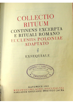Collectio Rituum Continens Excerpta E Rituali Romano Ecclesiis Poloniae Adaptato