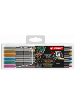 Flamastry Pen 68 Metallic etui 6 kolorów STABILO