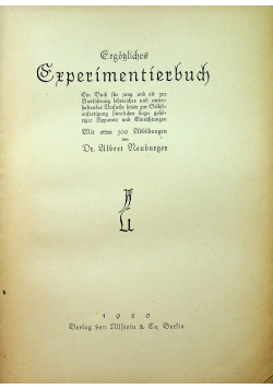 Experimentierbuch 1920 r.