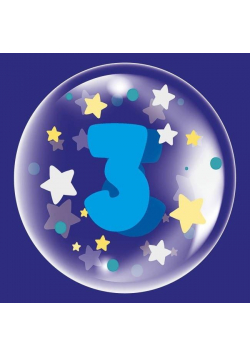 Balon 45cm dla chłopca cyfra 3 TUBAN