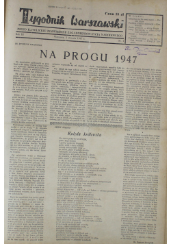 Tygodnik Warszawski 46 numerów 1947r.
