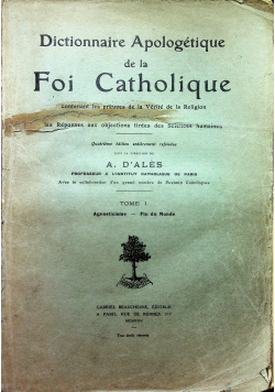 Dictionnaire Apologetique de la Foi Catholque 1925 r