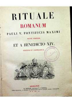Rituale Romanum Pauli V Pontificis Maximi 1860 r